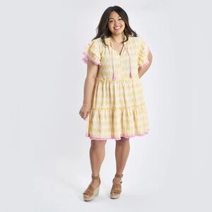Chic Yellow and Pink Ruffle Mini Dress